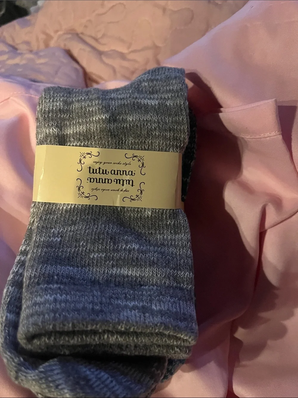 tutu anna Marled Crew Socks - Gray, Teal, Burgundy 3 pack